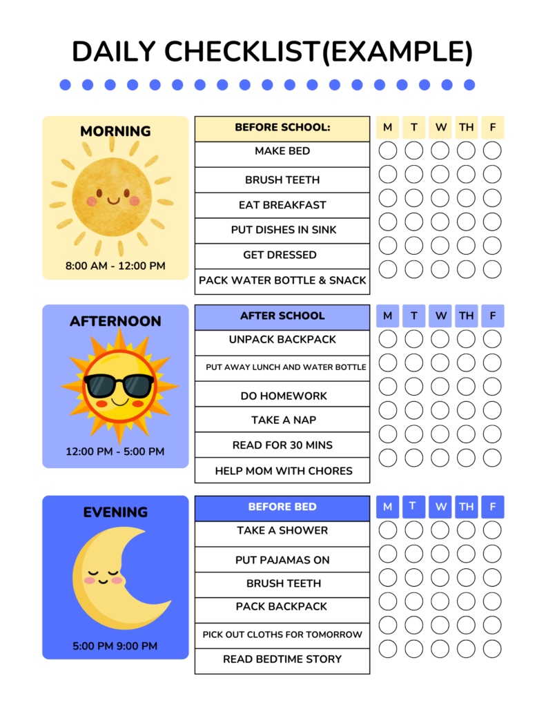 Daily Chore Checklist by Wonder Sprouts Learning 