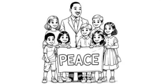 MLK Jr with kids - Peace